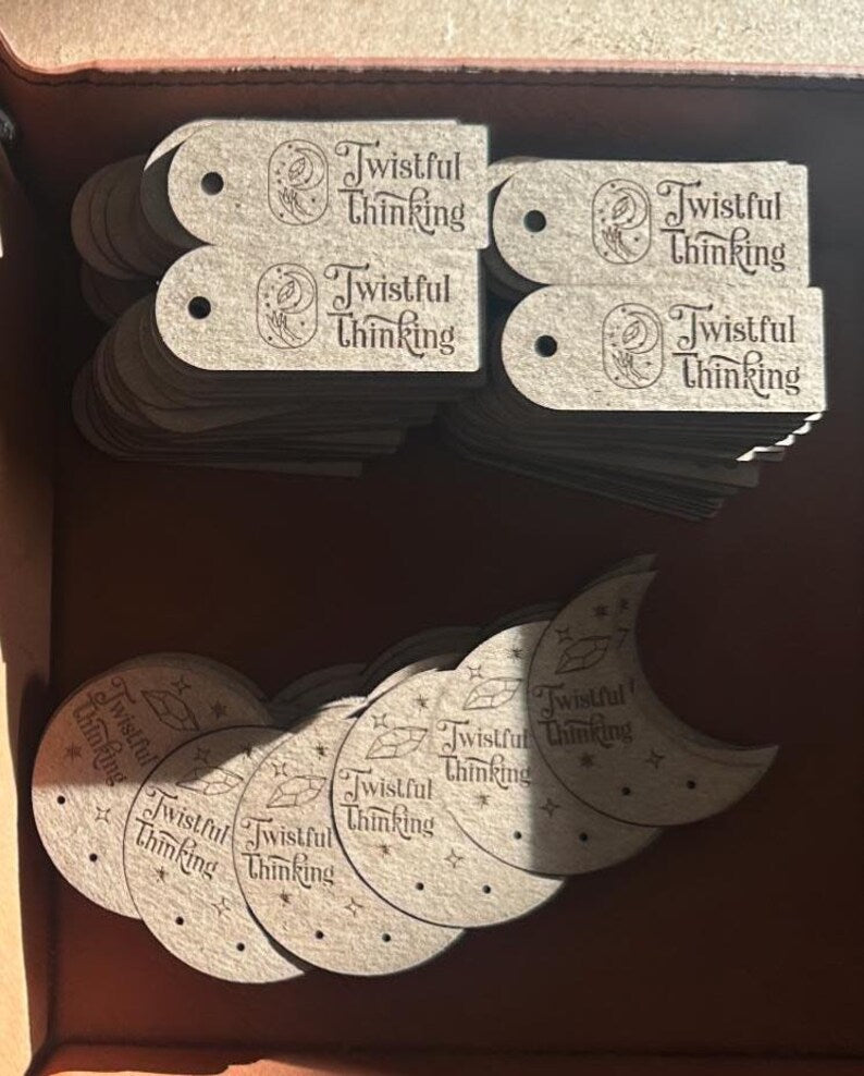 Custom laser-cut product tags